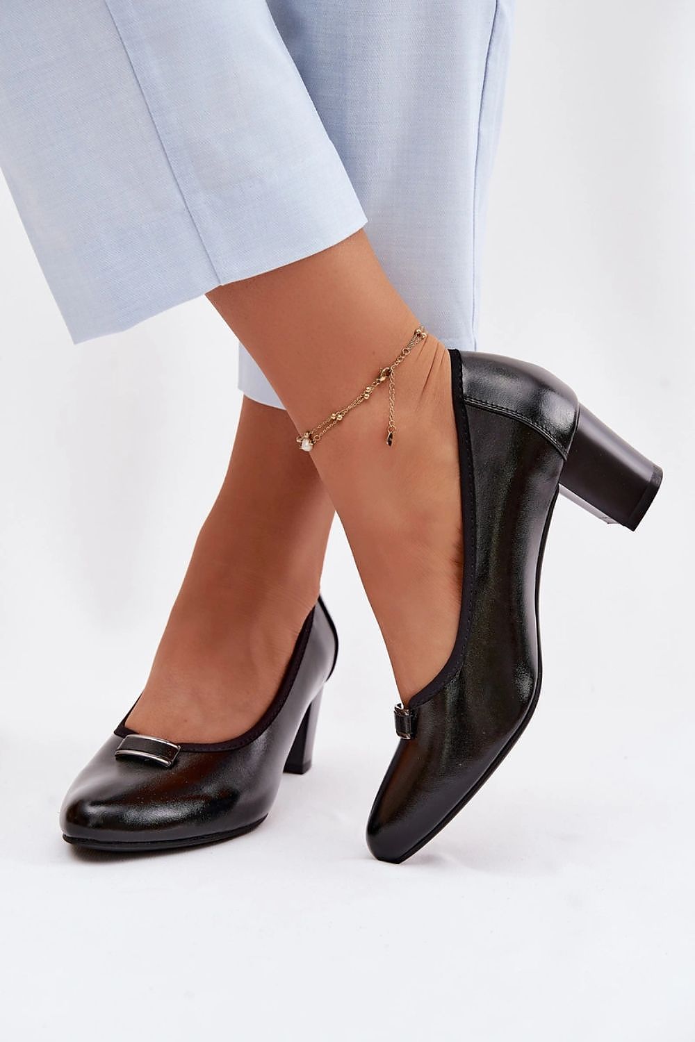 Women's Classic Mid Heel Block Pumps-Pumps Shoes-LeStyleParfait