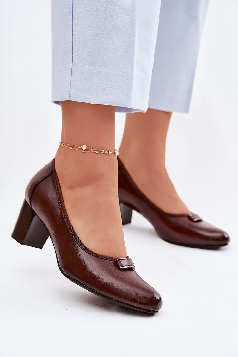Women's Classic Mid Heel Block Pumps-Pumps Shoes-LeStyleParfait