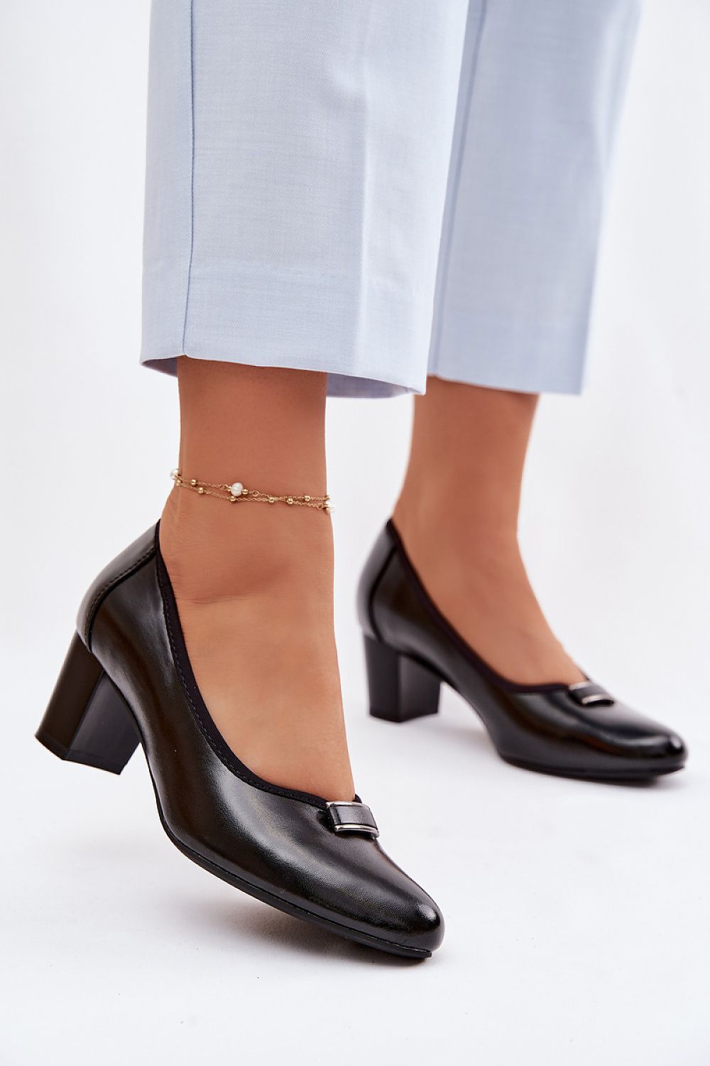 Women's Classic Mid Heel Block Pumps-Pumps Shoes-LeStyleParfait