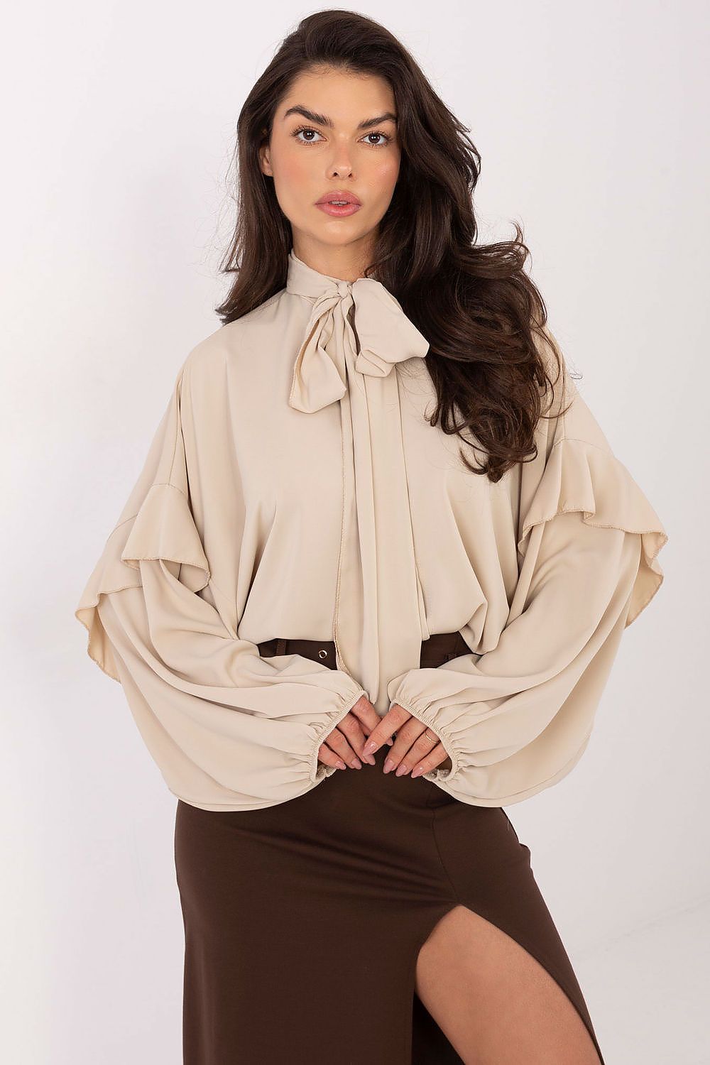Women's Collarless Elegant Shirt — Brown-LeStyleParfait