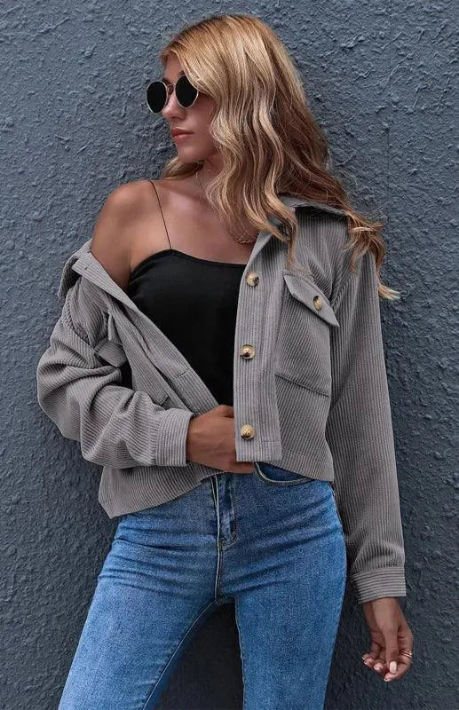 LeStyleParfait Women's Jackets Trucker Jakcet Buttons Turn Down Collar Long Sleeves Plain-Solid-Trucker Jacket