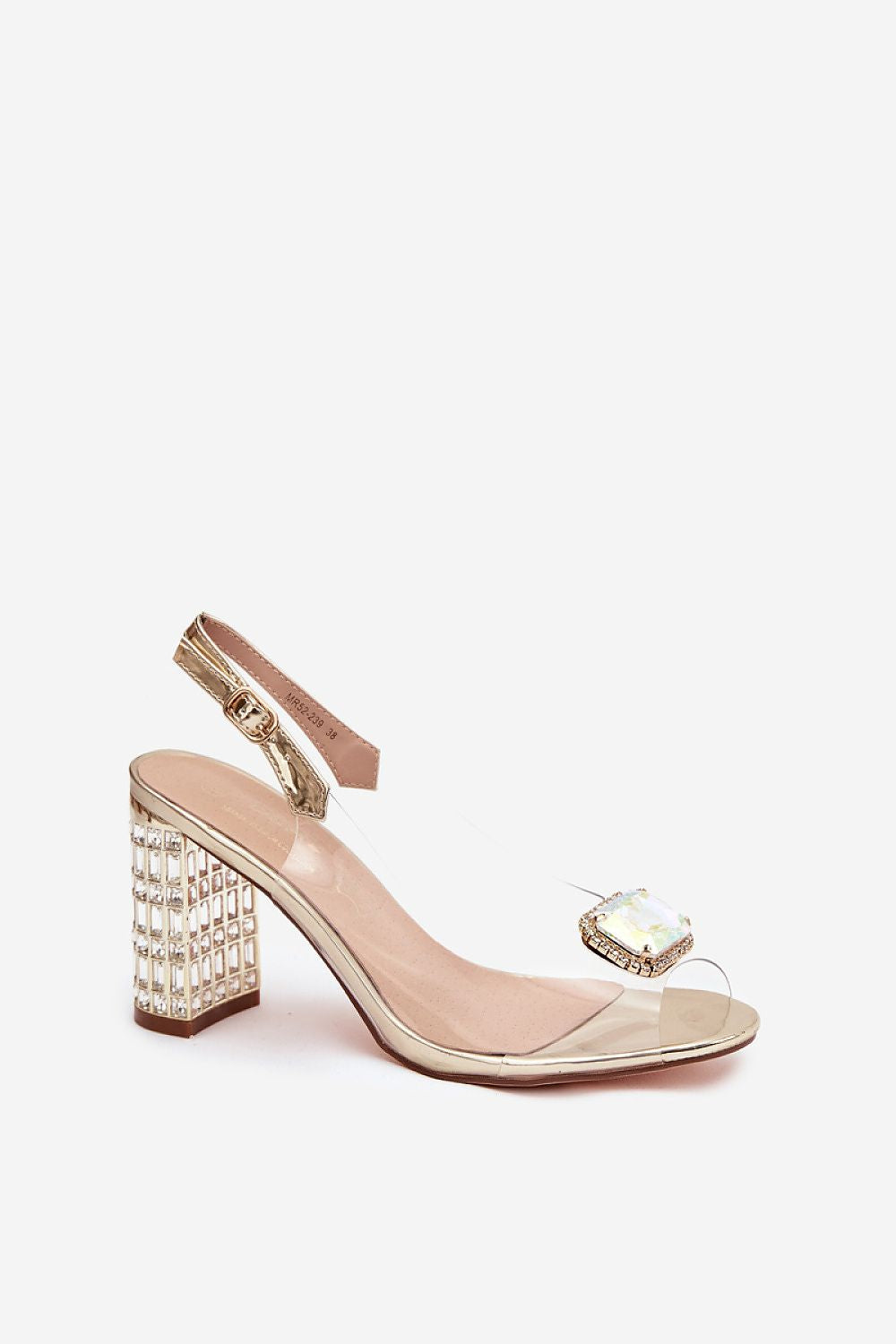 Women’s Crystal Rivet Heel Sandals-Women's Sandals-LeStyleParfait