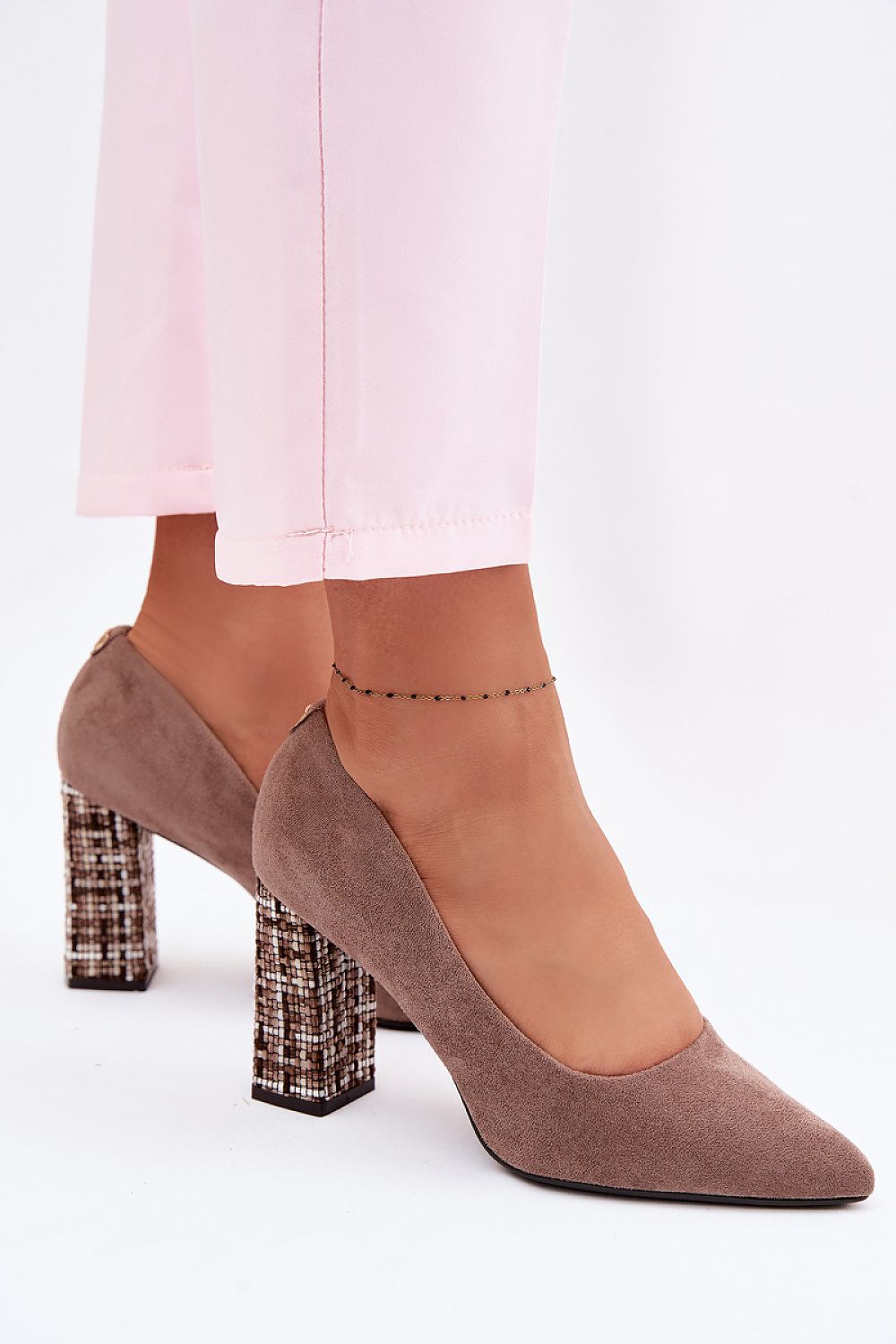 Women's Cushioned Suede Block Heel Pumps-Pumps Shoes-LeStyleParfait