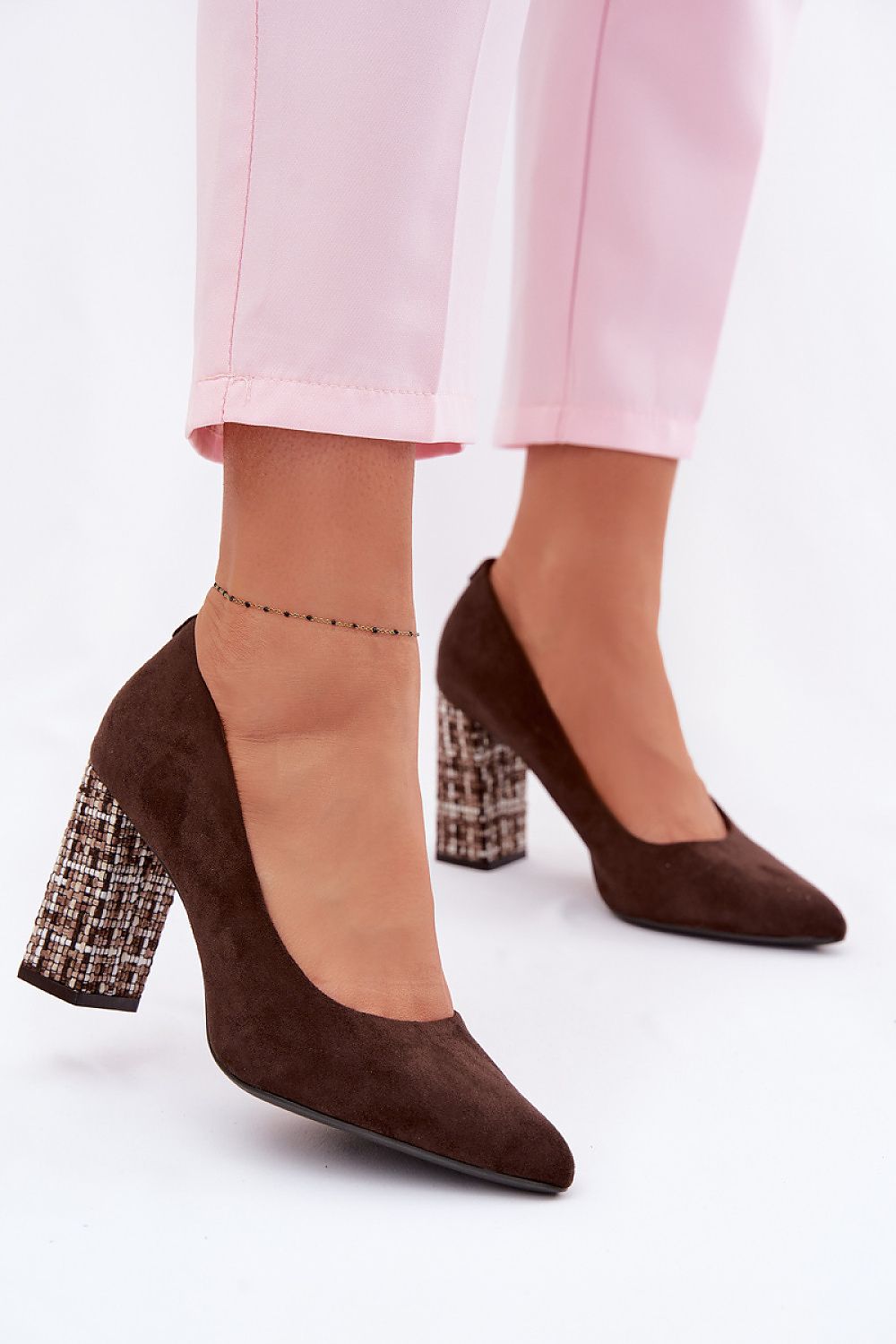 Women's Cushioned Suede Block Heel Pumps-Pumps Shoes-LeStyleParfait