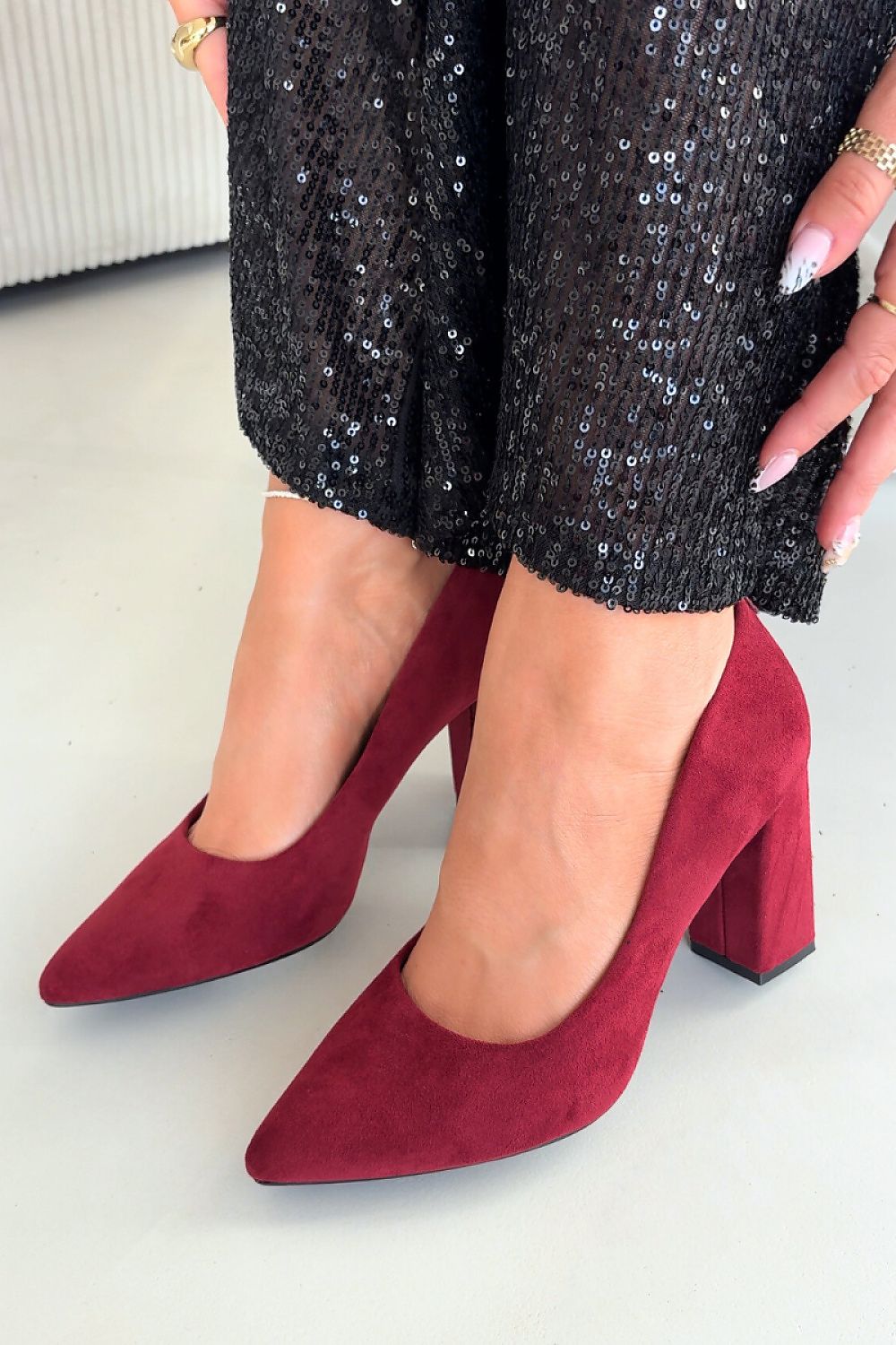 Women's Cushioned Suede Block Heel Pumps-Pumps Shoes-LeStyleParfait