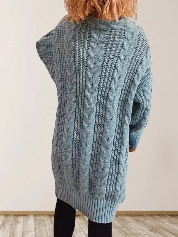 Women's Dropped Sleeve Longline V-Neck Cardigan Sweater