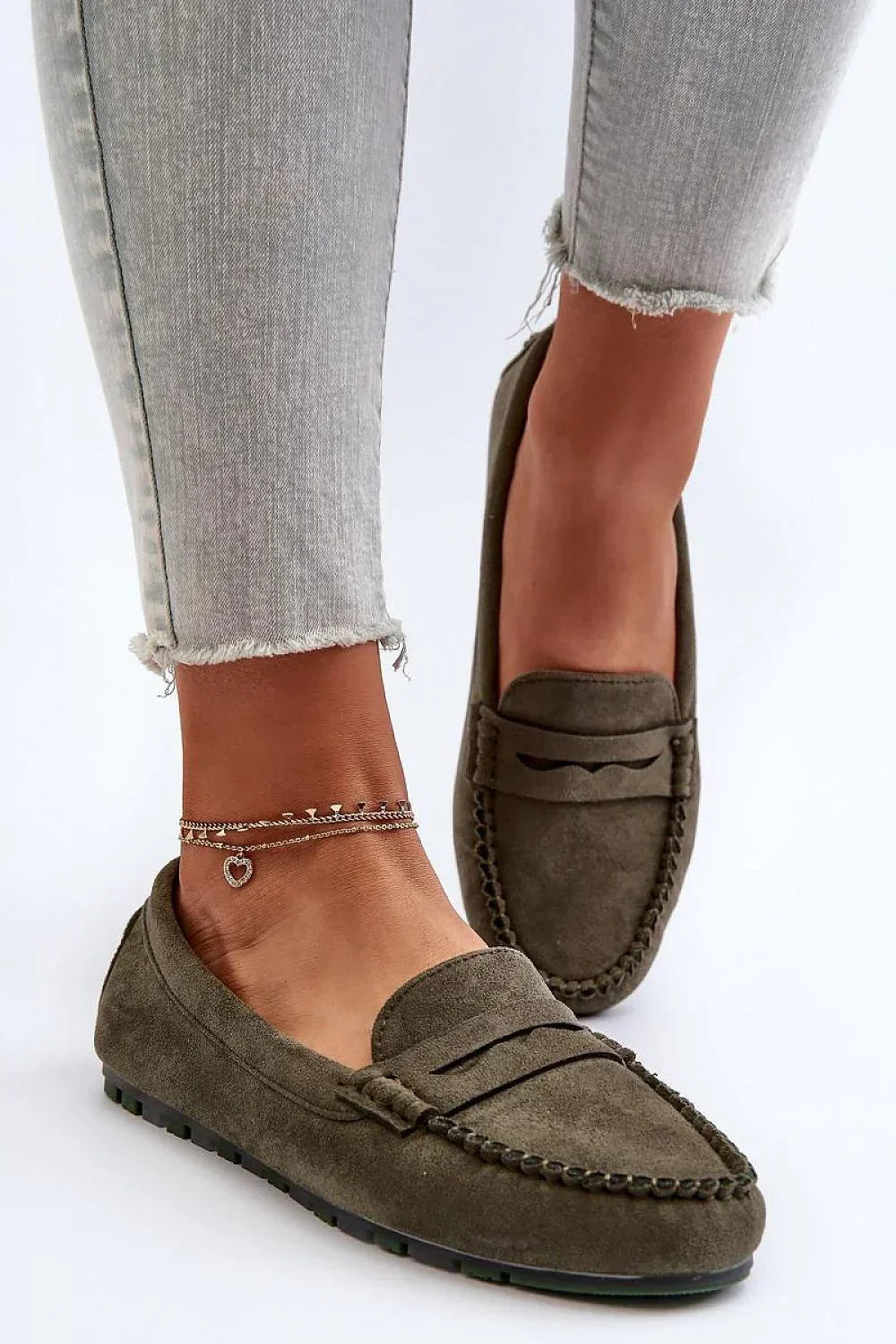 Women’s eco‑suede moccasin penny loafers, vegan women’s moccasin loafers in beige from Women’s Moccasins