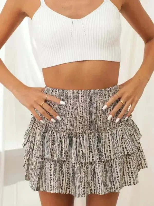 LeStyleParfait Women Skirts Ladies Sexy Pleated Skirt, Mini Skirt Floral Elastic Waist-Floral Pleated Skirt