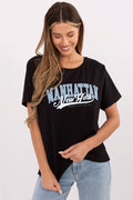 Women's Graphic Round Neck T-Shirt — Black-Women T-Shirt-LeStyleParfait