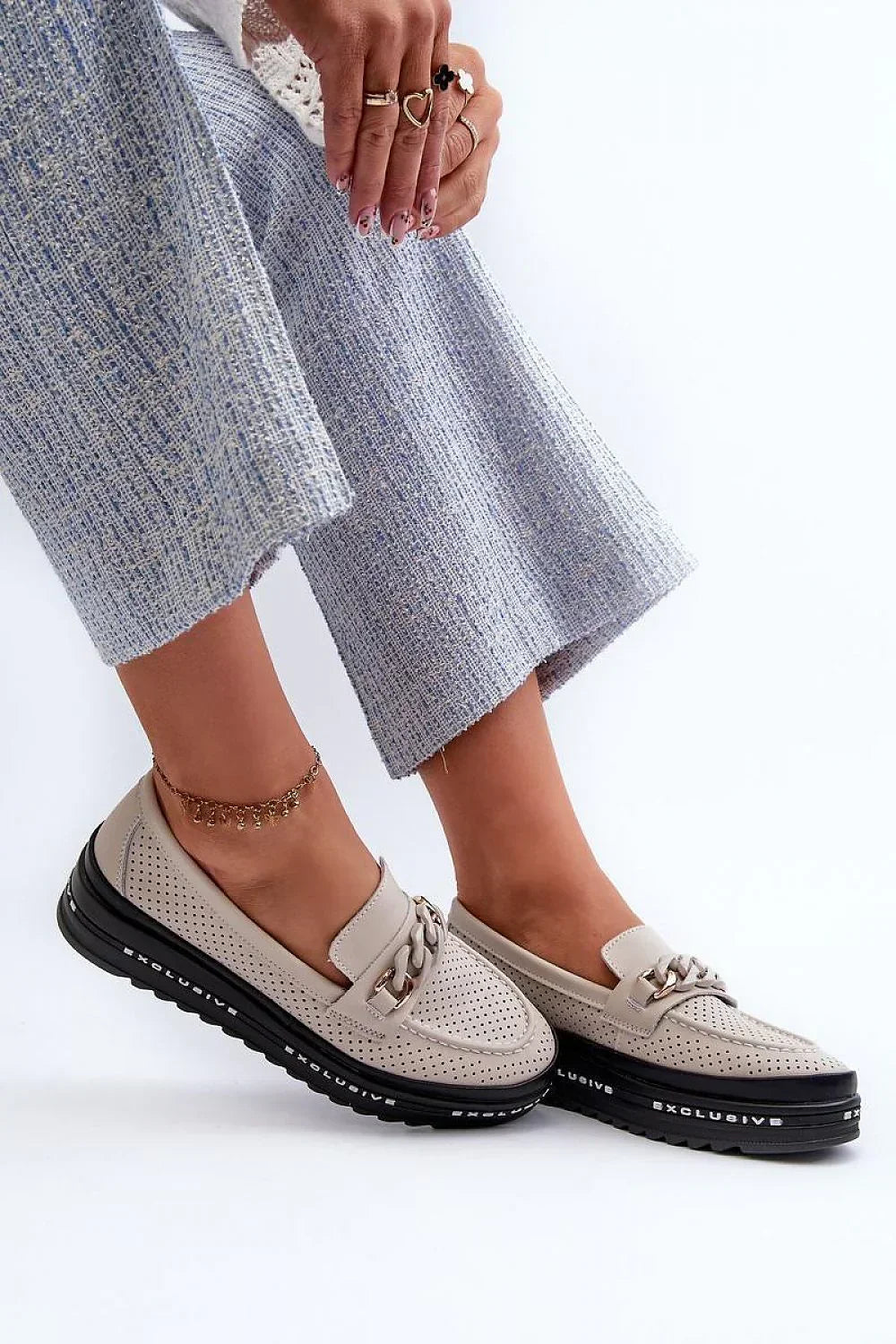 Women’s leather horsebit platform moc toe loafers, chunky women’s platform loafers for workwear and street style