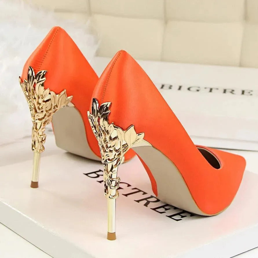 Women's Leather Pointed Toe Bridal Stiletto Pumps-Pumps Shoes-LeStyleParfait