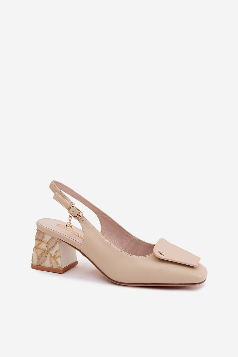 Women's Leather Slingback Block Heel Pumps-Pumps Shoes-LeStyleParfait