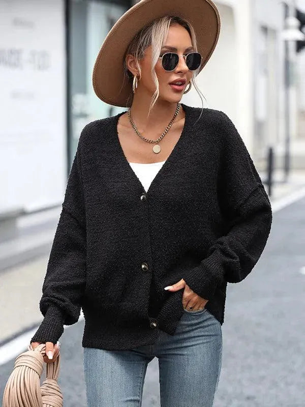 Women's Lightweight V-Neck Button Cardigan Sweater