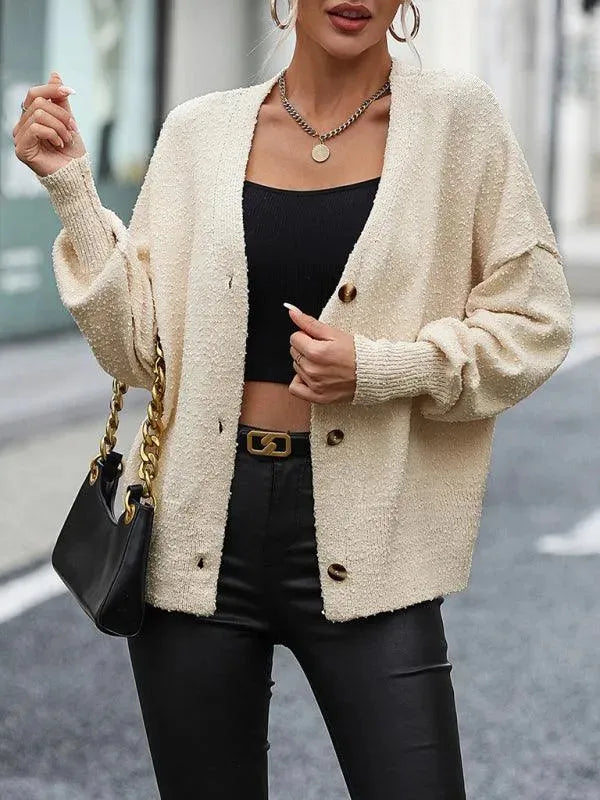 Women's Lightweight V-Neck Button Cardigan Sweater