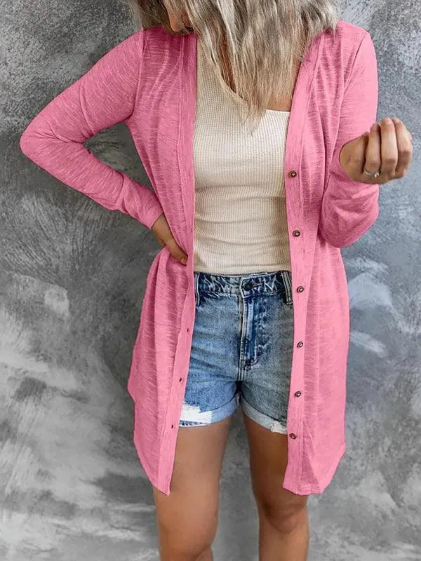 Women’s Longline Button Cardigan Sweater – Minimalist All-Season