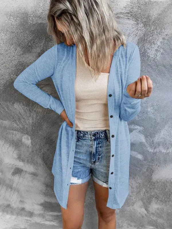 Women’s Longline Button Cardigan Sweater – Minimalist All-Season