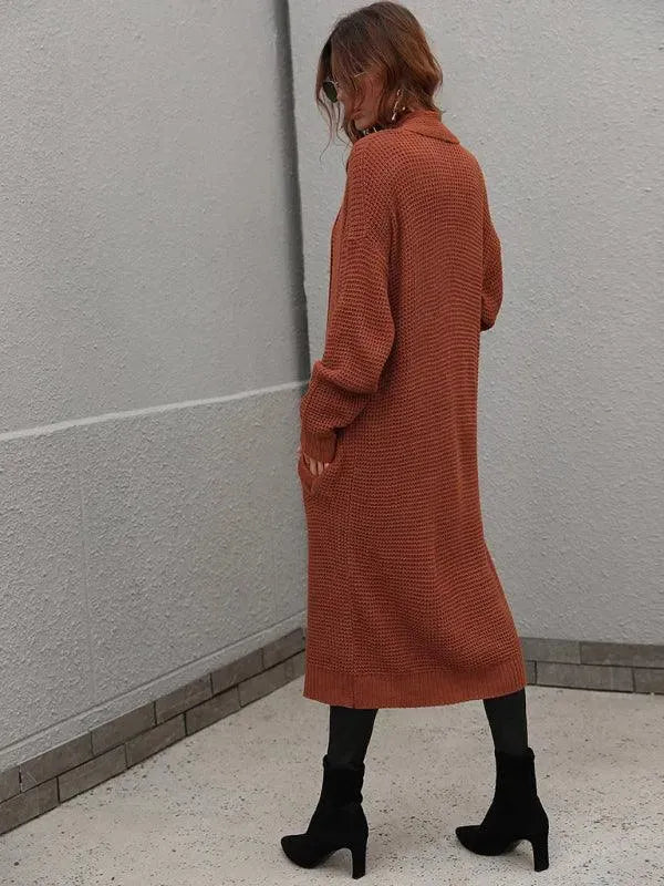 Women’s Longline Slip-On Cardigan Sweater – Relaxed V-Neck Layer