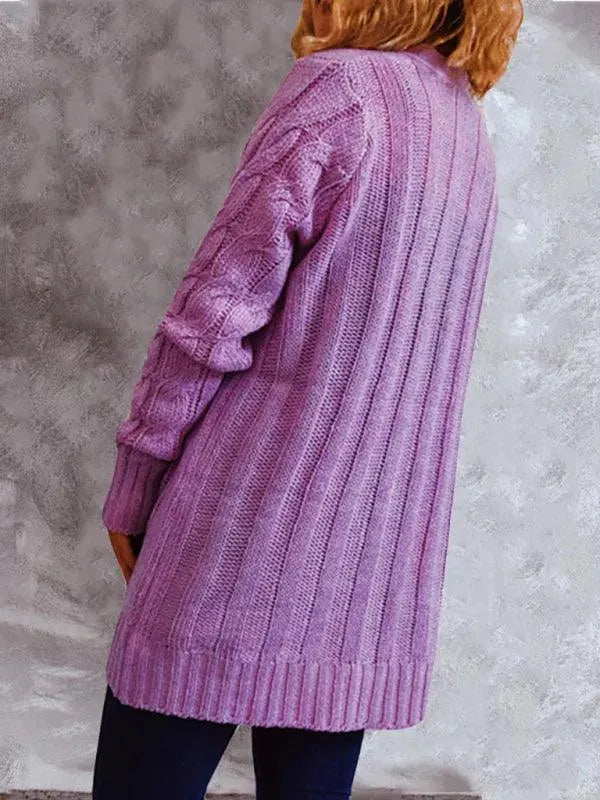 Women's Longline V-Neck Pocket Cardigan Sweater