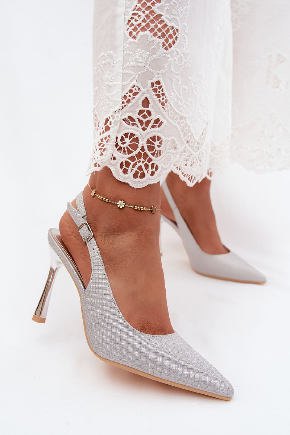 Women's Metallic Pointed Toe Slingback Stiletto Pumps-Pumps Shoes-LeStyleParfait