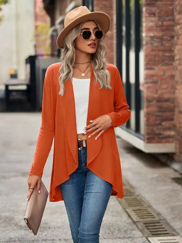Women’s Open Front Longline Cardigan Sweater – Relaxed Fit