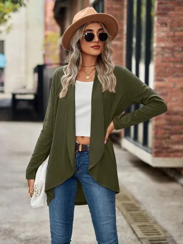 Women’s Open Front Longline Cardigan Sweater – Relaxed Fit