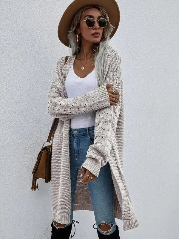 Women’s Open Knit Longline Cardigan Sweater – Lightweight
