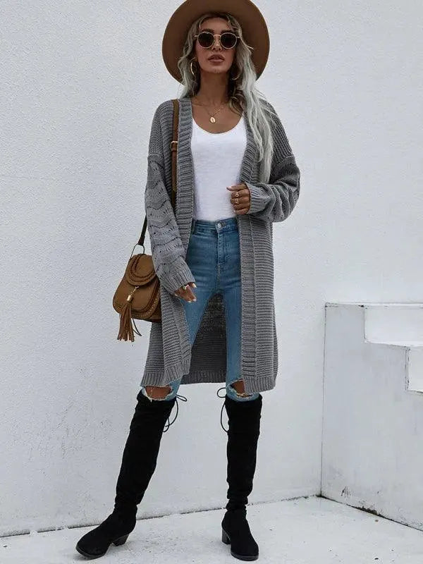 Women’s Open Knit Longline Cardigan Sweater – Lightweight