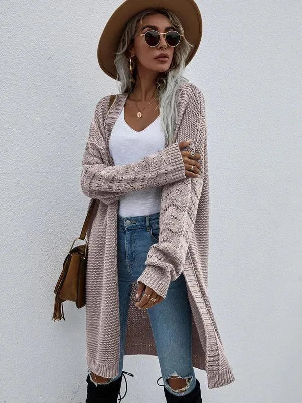 Women’s Open Knit Longline Cardigan Sweater – Lightweight