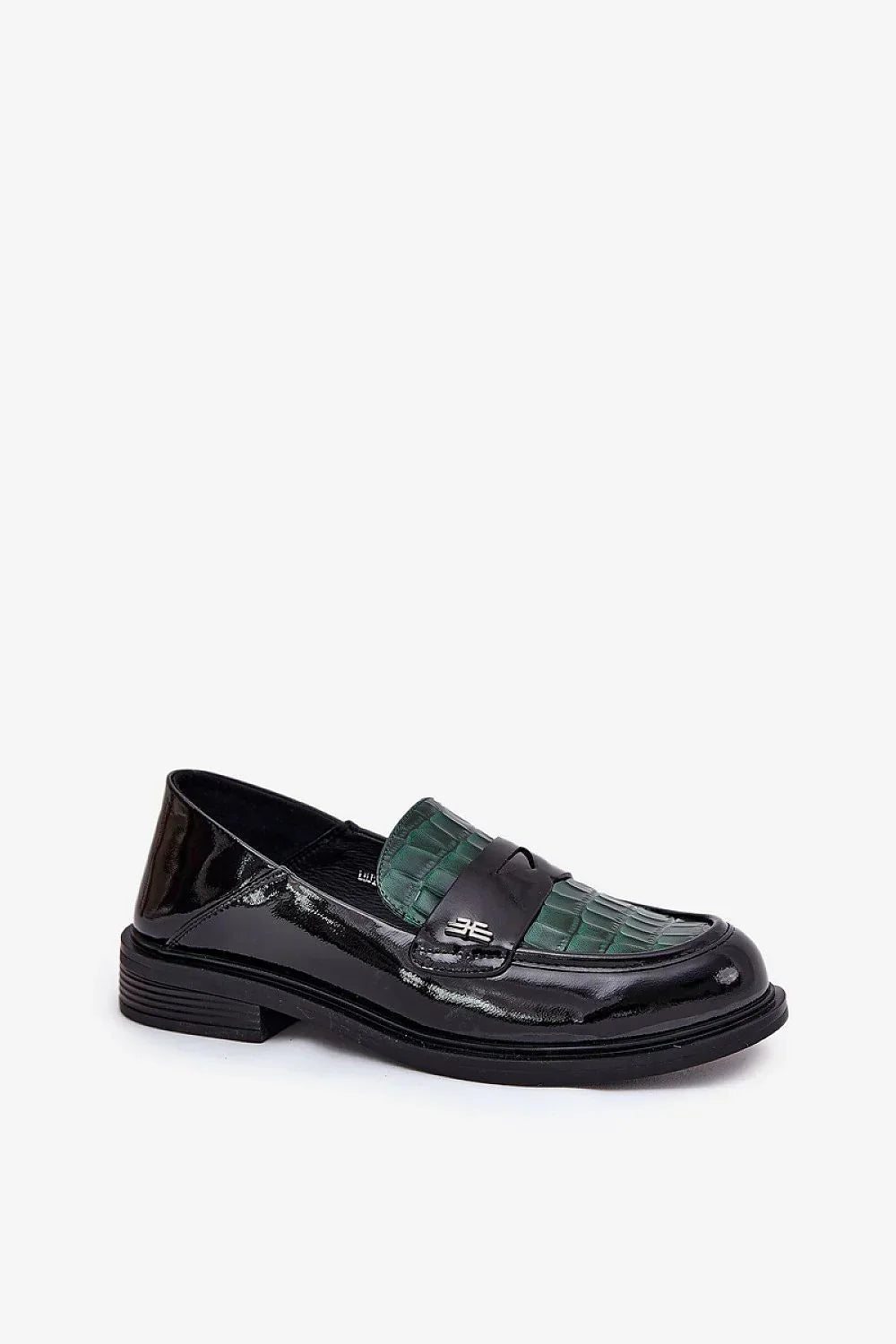 Women’s patent leather moccasin loafers, embossed flat women’s office loafers for spring and autumn