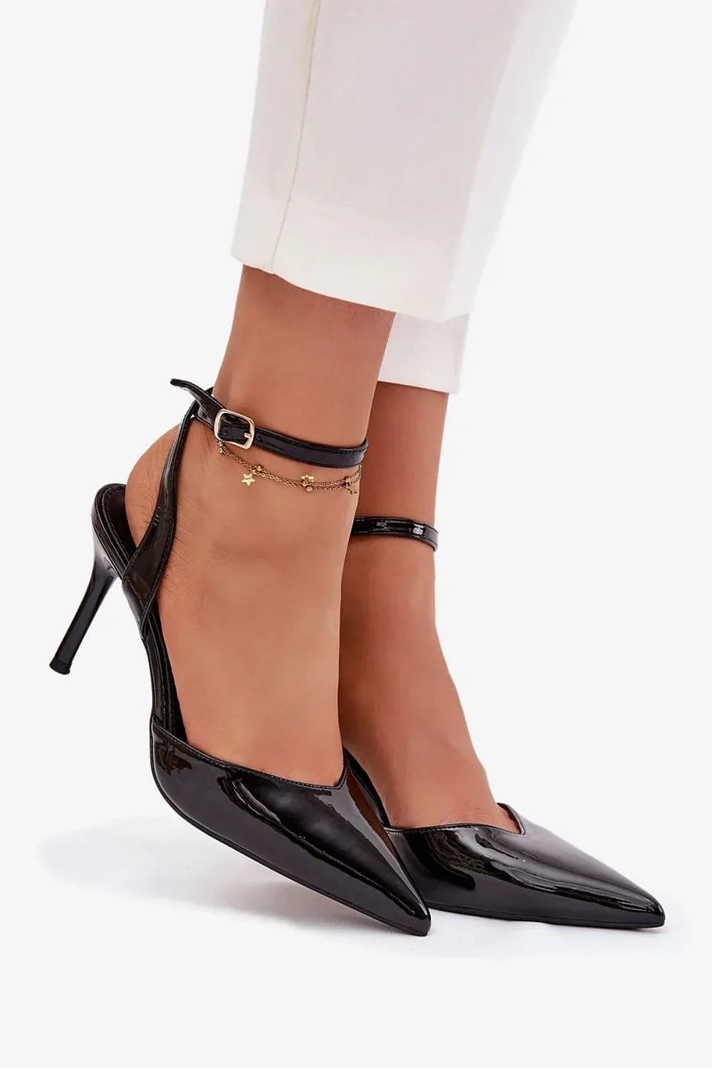 Women's Patent Pointed Toe Slingback Stiletto Pumps-Pumps Shoes-LeStyleParfait