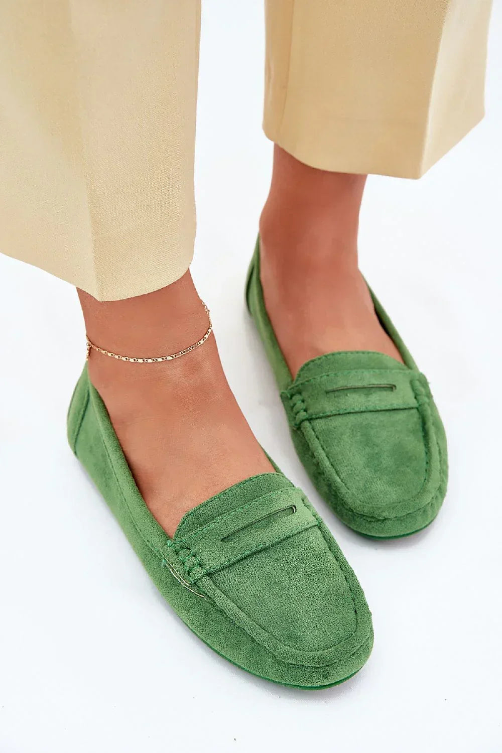 Women’s navy and violet penny driving moccasin loafers, flat women’s driving shoes for spring–summer