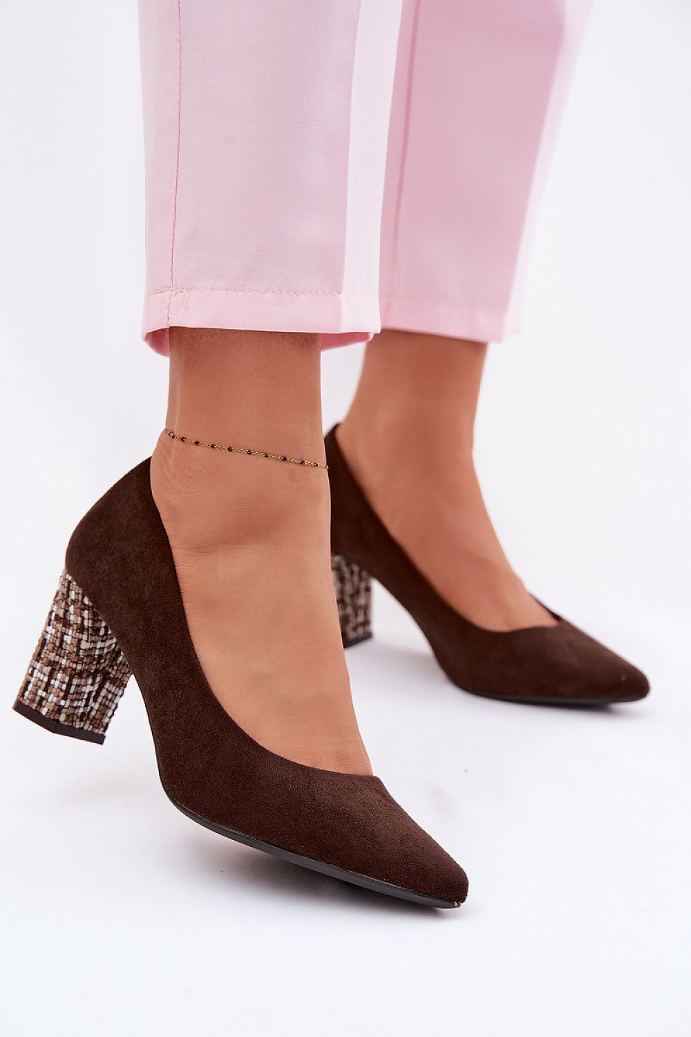 Women's Pointed Toe Suede Block Heel Pumps-Pumps Shoes-LeStyleParfait