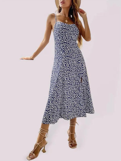 Womens Printed Sun Dress-LeStyleParfait