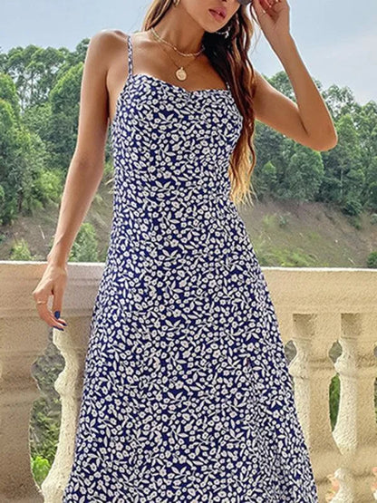 Womens Printed Sun Dress-LeStyleParfait