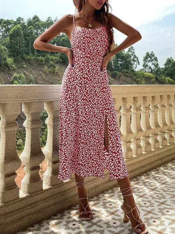 Womens Printed Sun Dress-LeStyleParfait