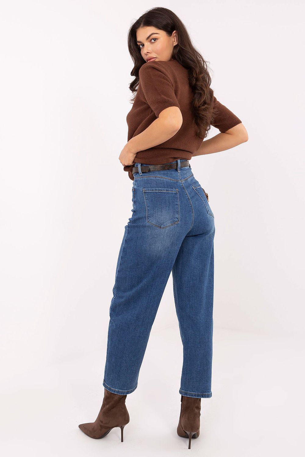 Women's Relaxed Fit Jeans - Blue High Waist Tapered Denim-Straight Leg Jeans-LeStyleParfait