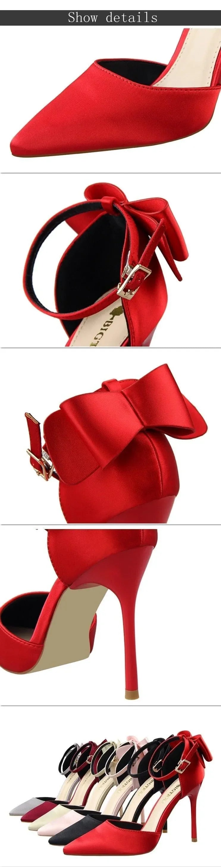 Women's Silk Satin Buckle Strap Stiletto Pumps-Pumps Shoes-LeStyleParfait