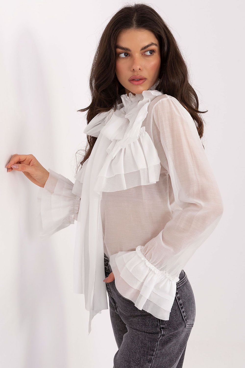 Women's Stand Collar Elegant Shirt — Black-LeStyleParfait