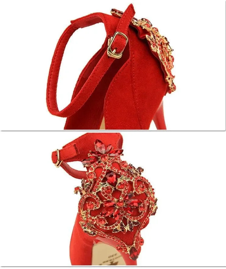 Women's Suede-Look Buckle Strap Stiletto Pumps-Pumps Shoes-LeStyleParfait