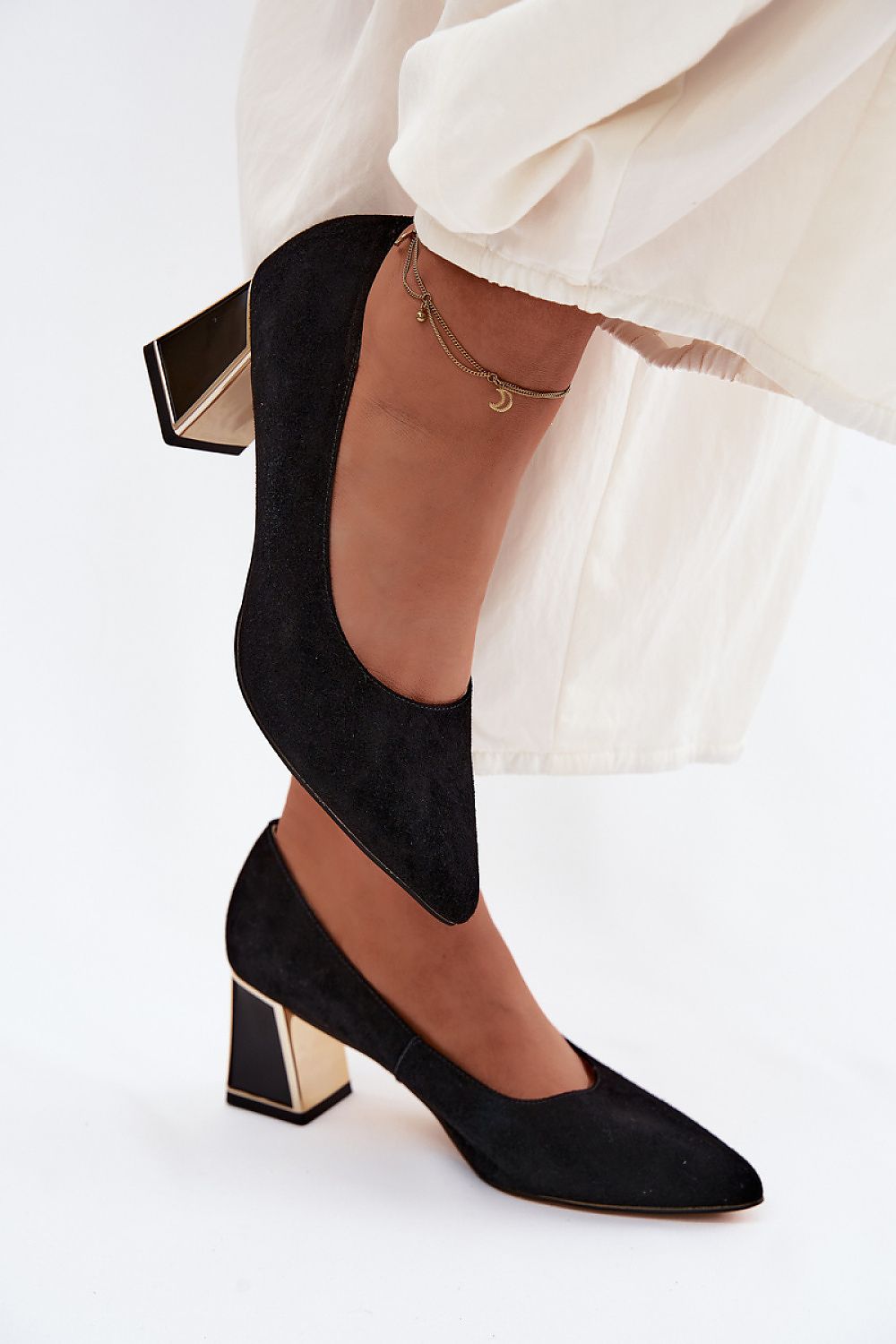 Women's Suede Pointed Toe Block Heel Pumps-Pumps Shoes-LeStyleParfait