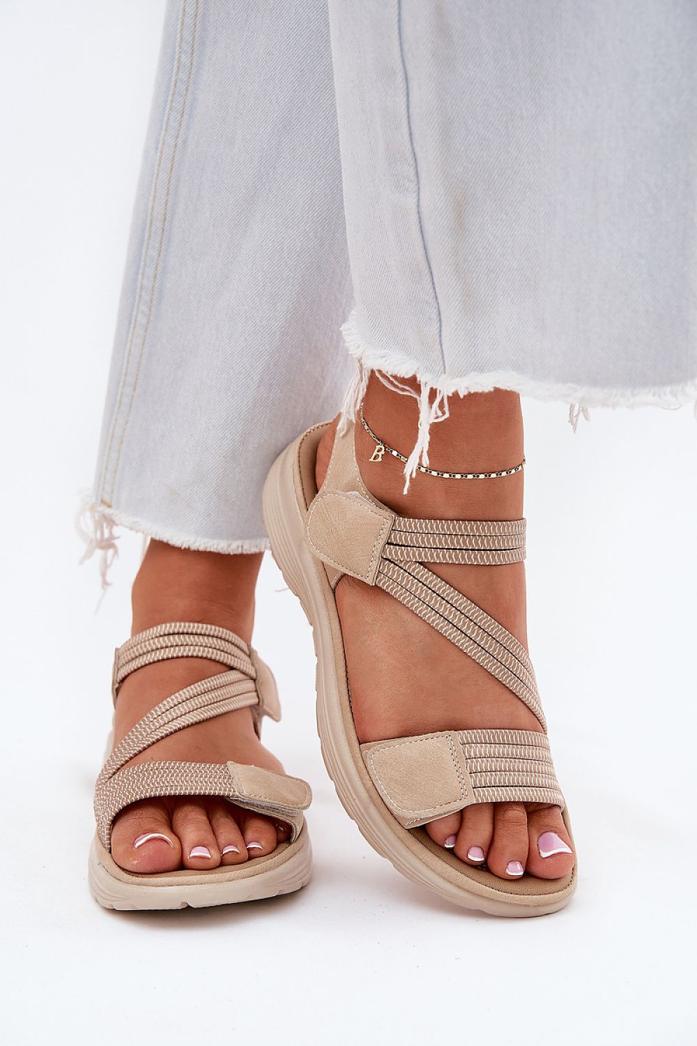 Women’s Velcro Elastic Flat Sandals-Women's Sandals-LeStyleParfait