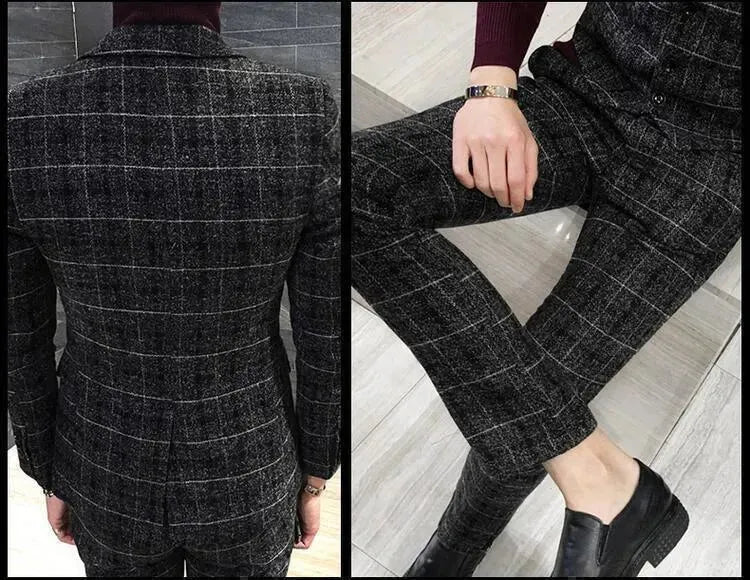 Xavier Plaid Three Piece Suit- Slim Fit - Plaid Suit - LeStyleParfait