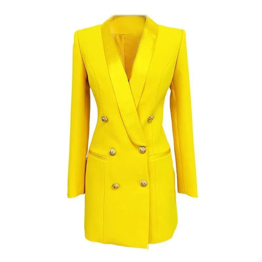 Yellow Tuxedo Blazer Dress - Blazer Dress - LeStyleParfait