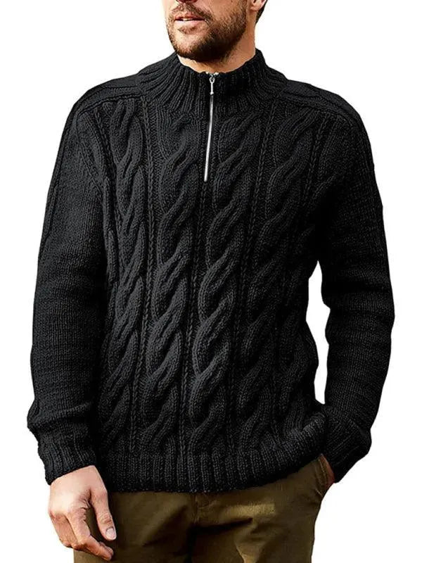 Zipper Half Turtleneck Men Sweater - Pullover Sweater - LeStyleParfait
