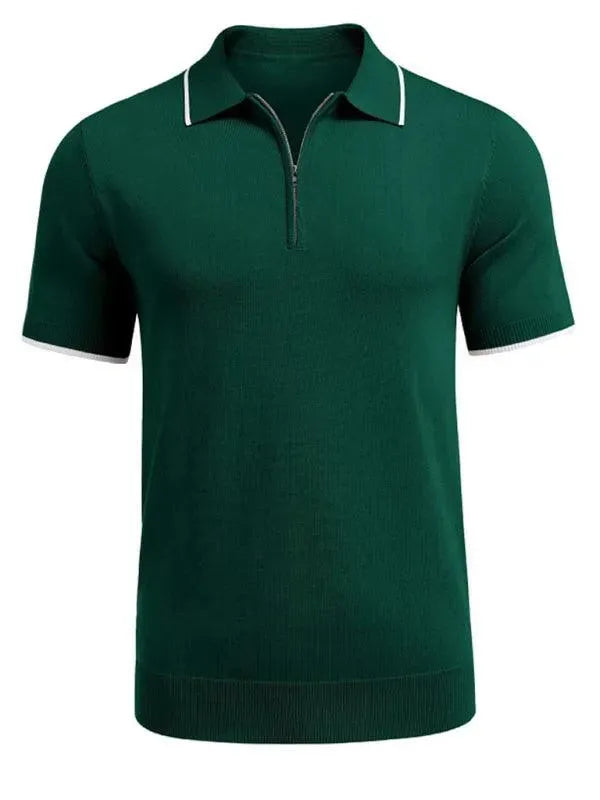 Zipper Knitted Men Polo Shirt - Polo Shirt - LeStyleParfait