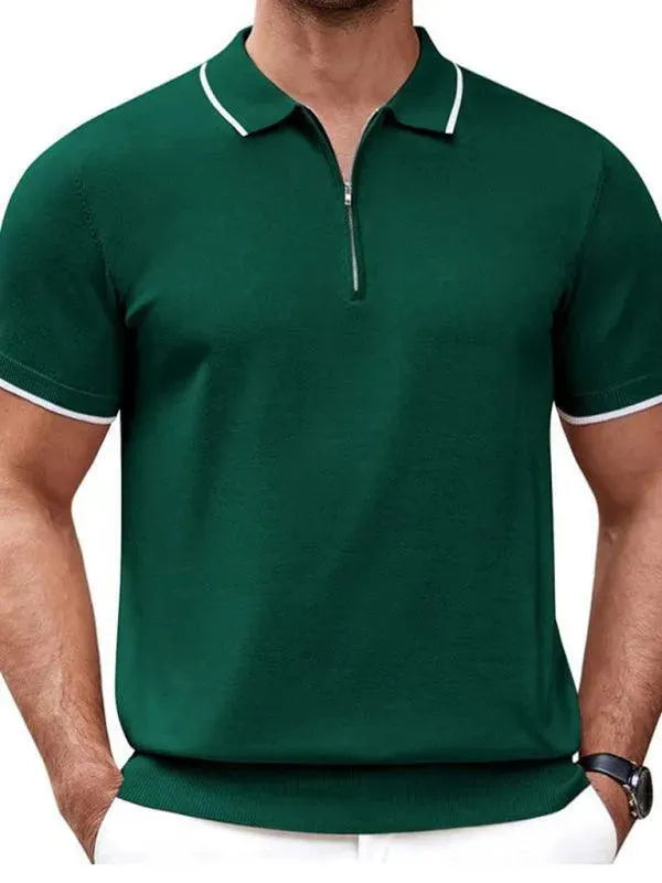 Zipper Knitted Men Polo Shirt - Polo Shirt - LeStyleParfait