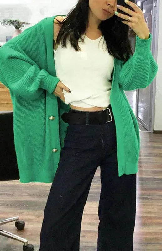 Candy Color Casual Loose Cardigan Sweater - Cardigan Sweater - LeStyleParfait