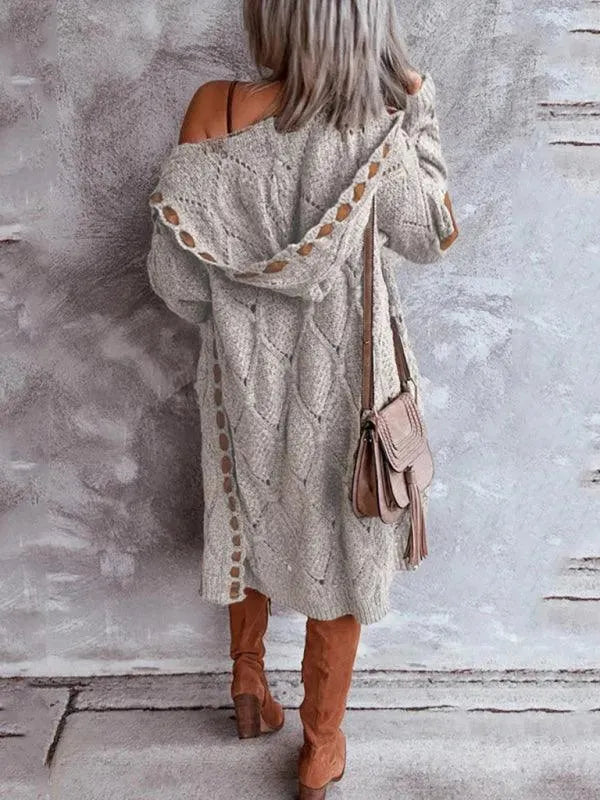 Casual Panel Hooded Women Cardigan Sweater - Cardigan Sweater - LeStyleParfait