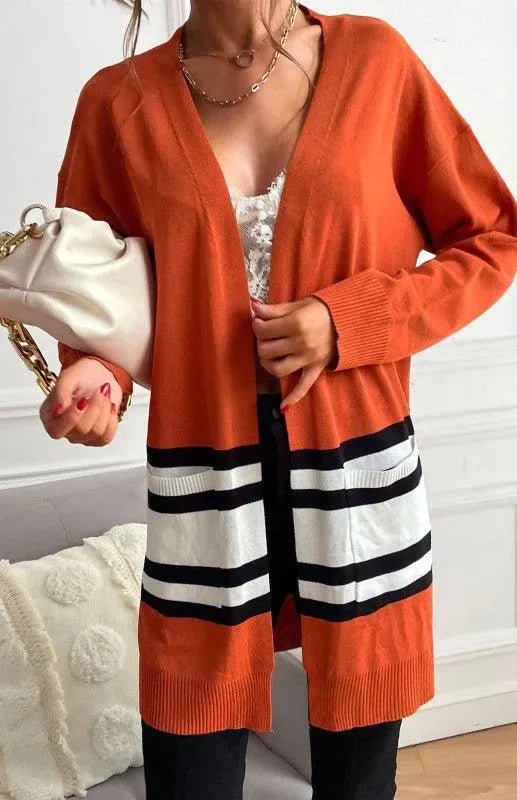 Contrast Stitching Women Cardigan Sweater - Cardigan Sweater - LeStyleParfait