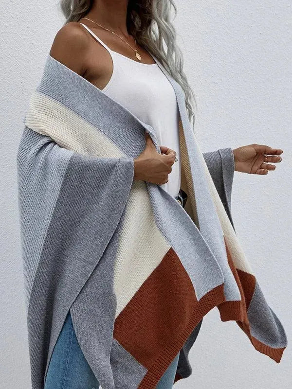 Women Plaid Oversized Loose Poncho - Poncho - LeStyleParfait